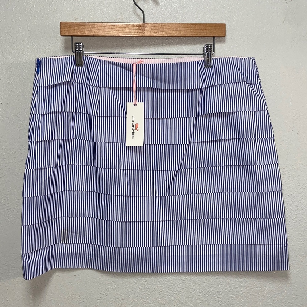 Vineyard Vines NWT Blue White PinStriped Tiered Casual Mini Skirt 3688
